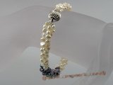 pbr028 three strands smooth-on-both-side pearl twisted bracelet