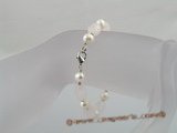 pbr047 7-8mm white potato shape fresh water pearl bracelets with rose quartz beads