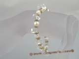 pbr064 wholesale 7-8mm white nugget pearl with crystals bracelet