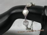 pbr115 sterling 12mm white coin pearl anjustable bracelet