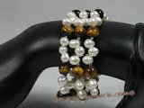 pbr138  side-dirlled pearl and gemstone beads bangle beach bracelet