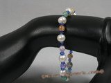 pbr139 white potato pearl with multi colour crystal  beads beach bracelet