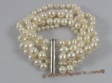 pbr153 Five Strands white cultured pearl bracelet in wholesale