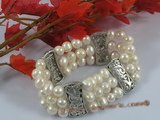 pbr155 Triple Strands white potato pearl bracelet in wholesale