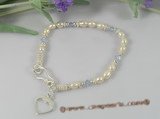 pbr156 classic rice pearl & crystal Flower Children's sterling bracelet