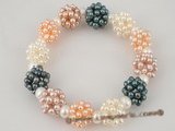 pbr161 Multicolor cultured pearl ball design stretchly bracelet in factory price