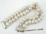 pbr193 Two rows White freshwater potato pearl Bracelet on sale