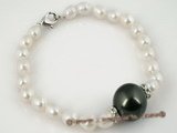 pbr196 White rice shape cultured freshwater pearl bracelet wholesale