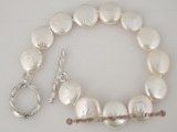 pbr200 wholesale White 12-13mm freshwater coin pearl bracelet