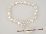 pbr203 wholesale 7-8mm freshwater keshi pearl bracelet with coin pearl dangle