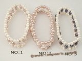 pbr220 Wholesale Dazzling colorful freshwater pearl elastic bracelet,7.5inch