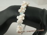 pbr222 Luxury white keshi pearl stretchy bracelets with sterling pipe