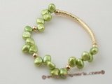 pbr238 wholesale 7-8mm green nugget pear and gold plated pipe elastic bracelet