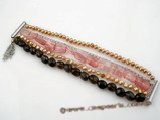 pbr242 Champagne cultured pearl &gemstone bracelet in five strands