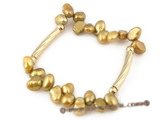 pbr274 Fashion Gold plated 7-8mm champagne nugget pear elastic bracelet