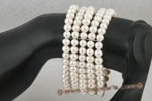 pbr279 Classic white freshwater pearl elastic bracelet in five rows