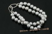 pbr281 Double strands grey potato pearl and crystal bracelet