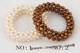 Pbr295 Chocolate or Pistachio Freshwater Cultured Pearl Stretch Bracelet,7.5inch
