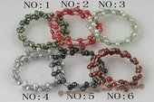 pbr297 6-7mm freshwater nugget pearls & spacer beads bangle bracelet