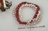 pbr304 Handmade Colorful Cultured Pearl Xmas Stretchy Bracelet