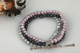 pbr305 Colorful freshater nugget Pearl Stretchy Bracelet for Xmas day
