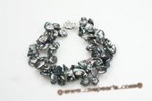 pbr317 Designer 7-8mm Black Freshwater Keshi Pearl Twisted Bracelet