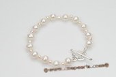 pbr321 Freshwater Potato pearl Bracelet with Heart Clasp