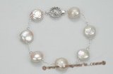 pbr348 tin-cup style coin pearl bracelet with matching round 925 clasp
