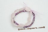 pbr365 6-7mm nugget shape purple pearls and rose quartz beads bracelets