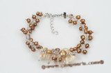 pbr368 freshwater pearl and baroque man made crystal bracelet jewelry