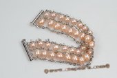 pbr372 Hand Wired Lovely Pink Potato Pearl and Rice Pearl Bracelet