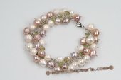 pbr373 Hand Wired Colorful 8-9mm Potato Pearl Dangle Bracelet