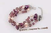 pbr382 Dazzling Hand made Colorful Cultured Pearl & Crystal Bracelet