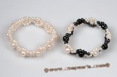 Pbr386 Elegance Hand Knitted 3-4mm Button Pearl Flexible Bracelet