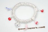 Pdbr008 Fancy Silver-tone Ring Stretch 

Bracelet with Pandora Charm