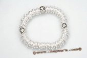 Pdbr011 Subtle Silver-tone Jump Ring& 

Bead Elastic Bracelet