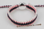 Pdbr012 Navy & Pink Moven Silver Toned Friendship Bracelet