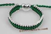 Pdbr014 Navy &Green Moven Silver Toned Friendship Adjustable Bracelet