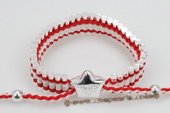 Pdbr017 Hand-woven White& Red Silver Toned Friendship Bracelet