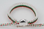 Pdbr019 Fancy Woven Colorful Silver Toned Bar Friendship Bracelet