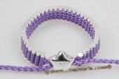 Pdbr020 Purple Hand-woven Silver Toned Bar Friendship Bracelet