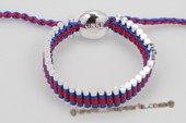 Pdbr021 Covered Multicolor Braided& Silver Toned Bar Friendship Bracelet