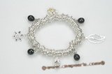 pdbr045 Pandora Charm & Silver-tone Ring Stretch Bracelet