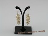 pe004  handcrafted white pearls BUNCH sterling dangle earrings with 925silver hook