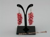 pe007  handcrafted BUNCH pearls dangle earrings in peach
