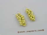 pe008  handcrafted BUNCH yellow pearls dangle earrings with 925silver hook