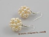 pe011  18mm ball shape white freshwater pearl dangle earring