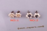 pe049 wholesale Sterling 9mm cluster flower seed pearl stud earring in multicolor