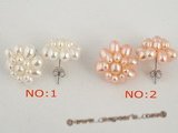 pe050 wholesale Sterling 16mm cluster flower seed pearl stud earring in low price