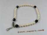 petc001 Elegant cultured pearl and crystal pet collars